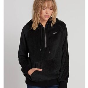 Volcom Black Sherpa Quarter Zip Hoodie Sweater